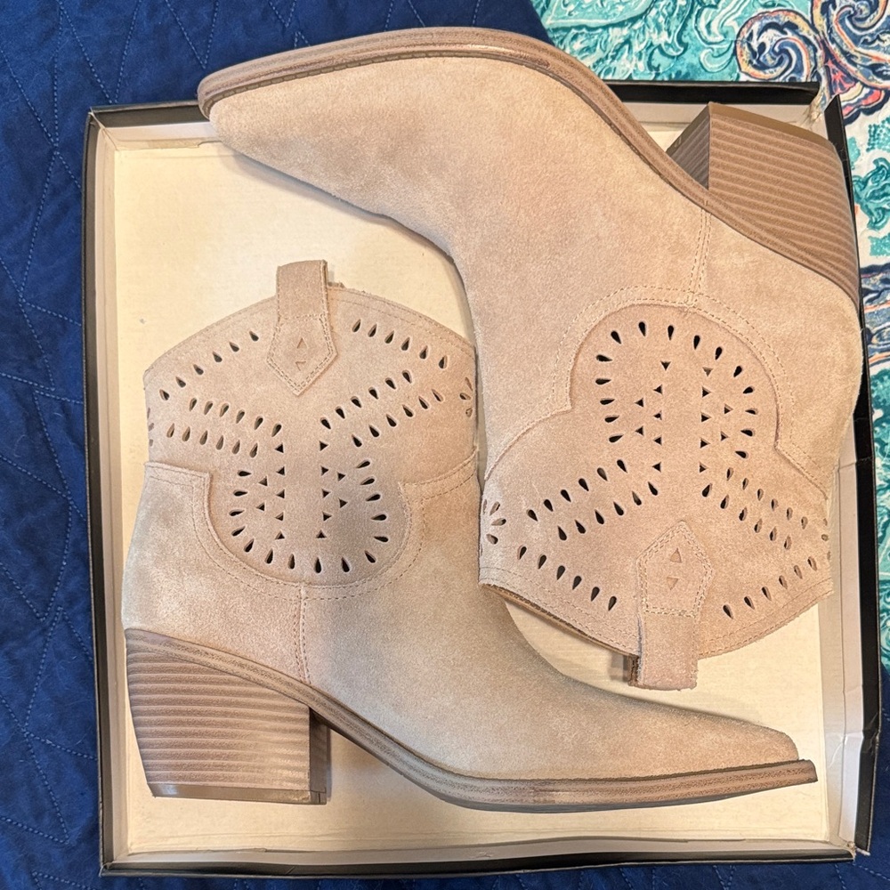 Marc Fisher Beige Suede Ankle Booties